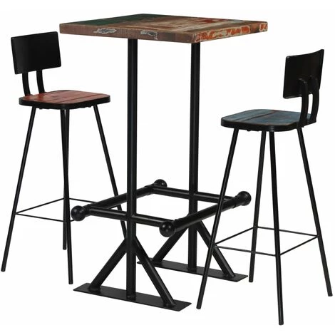 Mobilier De Bar Bois De Récupération Massif Multicolore 3 Pcs VidaXL 3 Mobilier De Bar Bois De Récupération Massif Multicolore 3 Pcs VidaXL