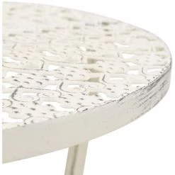 VidaXL Table De Bistro Style Vintage Ronde Métal 40 X 70 Cm Blanc - Blanc -Table haute et bar Soldes 10259965 3
