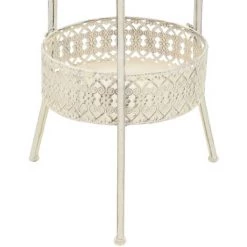 VidaXL Table De Bistro Style Vintage Ronde Métal 40 X 70 Cm Blanc - Blanc -Table haute et bar Soldes 10259965 5