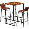 Ensemble De Bar Bois Massif De Récupération Et Cuir De Chèvre 3 Pcs VidaXL -Table haute et bar Soldes 10260089 1