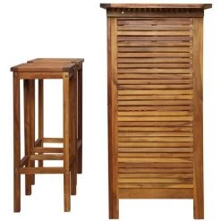 VidaXL Table Et Chaises De Bar 3 Pcs Bois D'acacia Massif - Brun -Table haute et bar Soldes 11091948 3