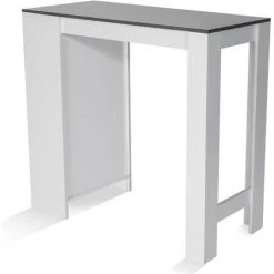 IDMARKET Table De Bar BARTH 2 à 4 Personnes Bois Blanc Plateau Gris - Gris -Table haute et bar Soldes 11119478 3
