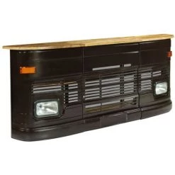VidaXL Table De Bar Forme De Camion Bois De Manguier Massif Gris Foncé - Gris