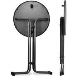 Beautissu Table Haute Pliante Outdoor Sylt Gris, 70cm (∅) -Table haute et bar Soldes 12432268 3