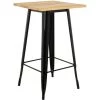 Table Haute Carrée En Bois Et Acier (60x60 Cm) LIX SKLUM Bois De Pin - Acier Bois Naturel - Noir Bois Naturel -Table haute et bar Soldes 12938942 1