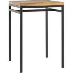 MILIBOO Table Haute Carrée En Manguier Massif Et Métal Noir YPSTER - Bois Clair / Noir -Table haute et bar Soldes 13205151 2