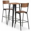 VidaXL Mobilier De Bar 3 Pcs Acier Marron Noir - Brun 2 VidaXL Mobilier De Bar 3 Pcs Acier Marron Noir - Brun -Table haute et bar Soldes 13511931 1