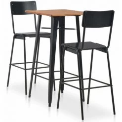 VidaXL Mobilier De Bar 3 Pcs Acier Noir - Noir