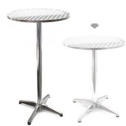 WILTEC Table Bistro Haute De Bar Aluminium Réglage En Hauteur 70/110 Cm Ø 60 Cm Meuble Terrasse Salon