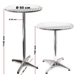 WILTEC Table Bistro Haute De Bar Aluminium Réglage En Hauteur 70/110 Cm Ø 60 Cm Meuble Terrasse Salon -Table haute et bar Soldes 13875320 3