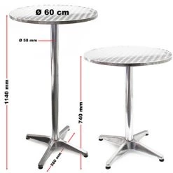 WILTEC Table Bistro Haute De Bar Aluminium Réglage En Hauteur 70/110cm Ø60cm Meuble Terrasse Salon -Table haute et bar Soldes 13875322 3