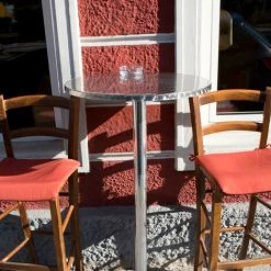 WILTEC Table Bistro Haute De Bar Aluminium Pliable Réglage En Hauteur 74/114cm Ø60cm Meuble Terrasse Salon -Table haute et bar Soldes 13875324 2