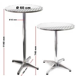 WILTEC Table Bistro Haute De Bar Aluminium Pliable Réglage En Hauteur 74/114cm Ø60cm Meuble Terrasse Salon 11 WILTEC Table Bistro Haute De Bar Aluminium Pliable Réglage En Hauteur 74/114cm Ø60cm Meuble Terrasse Salon -Table haute et bar Soldes 13875326 5