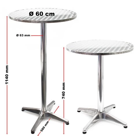 WILTEC Table Bistro Haute De Bar Aluminium Pliable Réglage En Hauteur 74/114cm Ø60cm Meuble Terrasse Salon 7 WILTEC Table Bistro Haute De Bar Aluminium Pliable Réglage En Hauteur 74/114cm Ø60cm Meuble Terrasse Salon – Image 5