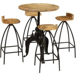VIDAXL Meuble De Bar 5 Pcs Bois Massif De Manguier - Brun - Ensembles De Meubles - Ensembles De Meubles De Cuisine Et De Salle à Manger - Brun - Brun