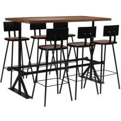 VIDAXL Mobilier De Bar 7 Pcs Bois De Récupération Massif - Brun - Ensembles De Meubles De Cuisine Et De Salle à Manger - Brun - Brun