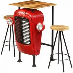 VIDAXL Meuble De Bar 3 Pcs Bois Massif De Manguier 60x60x107 Cm - Brun - Ensembles De Meubles De Cuisine Et De Salle à Manger - Brun - Brun -Table haute et bar Soldes 14077838 3