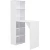 HELLOSHOP26 Table Haute Mange Debout Bar Bistrot Avec Armoire Blanc 200 Cm - Blanc