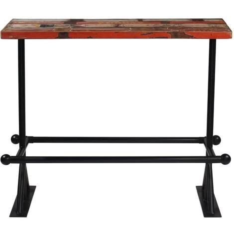 HELLOSHOP26 Table Haute Mange Debout Bar Bistrot Bois Massif Recyclé Multicolore 120 Cm - Bois 4 HELLOSHOP26 Table Haute Mange Debout Bar Bistrot Bois Massif Recyclé Multicolore 120 Cm - Bois – Image 2