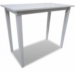 HELLOSHOP26 Table Haute Mange Debout Bar Bistrot En Bois Blanc - Blanc