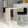 HELLOSHOP26 Table Haute Mange Debout Bar Bistrot MDF Avec 1 Pied En Acier Haut Brillance Blanc - Blanc -Table haute et bar Soldes 14120750 1