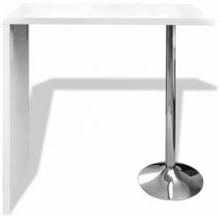 HELLOSHOP26 Table Haute Mange Debout Bar Bistrot MDF Avec 1 Pied En Acier Haut Brillance Blanc - Blanc -Table haute et bar Soldes 14120750 3