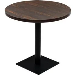 HELLOSHOP26 Table Haute Mange Debout Bar Bistrot MDF Et Acier Rond 80 Cm Frêne Foncé Marron - Marron
