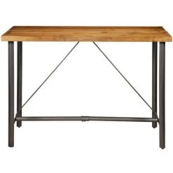 HELLOSHOP26 Table Haute Mange Debout Bar Bistrot Teck Recyclé Massif Marron 150 Cm - Marron -Table haute et bar Soldes 14120754 3