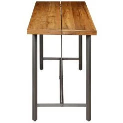 HELLOSHOP26 Table Haute Mange Debout Bar Bistrot Teck Recyclé Massif Marron 150 Cm - Marron -Table haute et bar Soldes 14120754 5