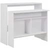 HELLOSHOP26 Table Haute Mange Debout Bar Bistrot Avec 2 Dessus De Table Blanc 130 Cm - Blanc