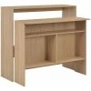 HELLOSHOP26 Table Haute Mange Debout Bar Bistrot Avec 2 Dessus De Table Chêne 130 Cm Marron - Beige -Table haute et bar Soldes 14120770 1