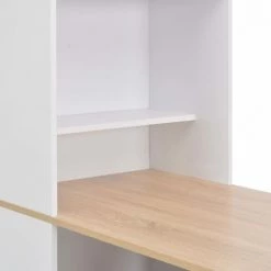 HELLOSHOP26 Table Haute Mange Debout Bar Bistrot Avec Armoire Blanc 200 Cm - Blanc -Table haute et bar Soldes 14120795 5