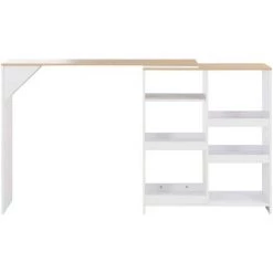 HELLOSHOP26 Table Haute Mange Debout Bar Bistrot Avec Tablette Amovible Blanc 138 Cm - Blanc -Table haute et bar Soldes 14120796 4
