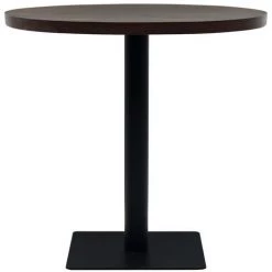 VIDAXL Table De Bistro MDF Et Acier Rond 80 X 75 Cm Frêne Foncé - Brun - Meubles/Tables/Tables De Salle à Manger Et De Cuisine - Brun - Brun -Table haute et bar Soldes 14126183 3