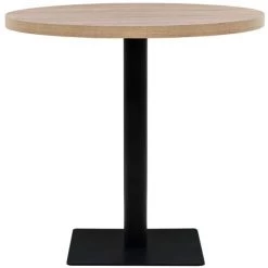 VIDAXL Table De Bistro MDF Et Acier Rond 80 X 75 Cm Couleur De Chêne - Beige - Meubles/Tables/Tables De Salle à Manger Et De Cuisine - Beige - Beige -Table haute et bar Soldes 14126192 3