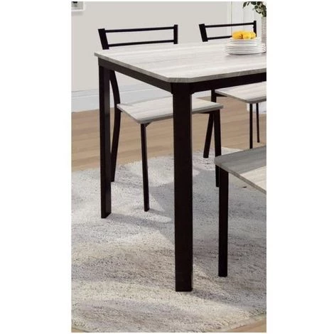 PRICE FACTORY Table De Cuisine Et Salle à Manger + 4 Chaises LEEDS. Ensemble Repas Design Métal Et Bois. - Noir 4 PRICE FACTORY Table De Cuisine Et Salle à Manger + 4 Chaises LEEDS. Ensemble Repas Design Métal Et Bois. - Noir – Image 2