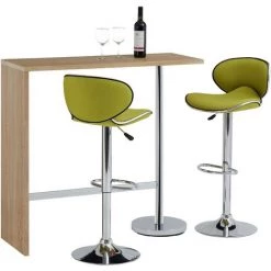 IDIMEX Table Haute De Bar RICARDO Mange-debout Comptoir Piètement Métal Chromé, Plateau En MDF Décor Chêne Sonoma - Chêne Sonoma -Table haute et bar Soldes 15069846 3
