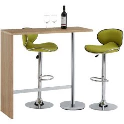 IDIMEX Table Haute De Bar RICARDO Mange-debout Comptoir Piètement Métal Chromé, Plateau En MDF Décor Chêne Sonoma - Chêne Sonoma -Table haute et bar Soldes 15069846 4