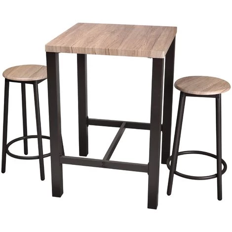 URBAN LIVING Table Bar Avec Tabourets Indus Dock - 60 X 60 X 86 - Noir 3 URBAN LIVING Table Bar Avec Tabourets Indus Dock - 60 X 60 X 86 - Noir