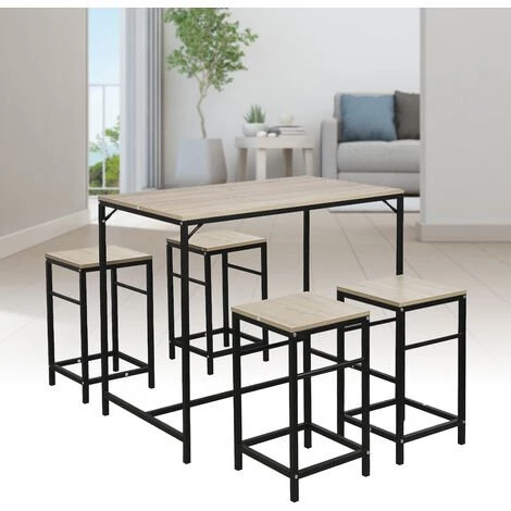 OOBEST Ensemble Table De Bar Bistrot 4 Tabourets Avec Repose-pieds Table Mange-debout Table Haute Cuisine 3 OOBEST Ensemble Table De Bar Bistrot 4 Tabourets Avec Repose-pieds Table Mange-debout Table Haute Cuisine
