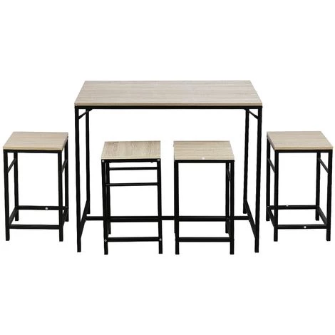 OOBEST Ensemble Table De Bar Bistrot 4 Tabourets Avec Repose-pieds Table Mange-debout Table Haute Cuisine 6 OOBEST Ensemble Table De Bar Bistrot 4 Tabourets Avec Repose-pieds Table Mange-debout Table Haute Cuisine – Image 4