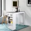 OOBEST Table Bar Avec Rangements, Panneaux De Particules Mélaminés, 115 X 50 X 103cm (LxPxA), Blanc + Noir -Table haute et bar Soldes 15361947 1