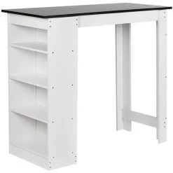 OOBEST Table Bar Avec Rangements, Panneaux De Particules Mélaminés, 115 X 50 X 103cm (LxPxA), Blanc + Noir -Table haute et bar Soldes 15361947 3