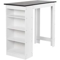 OOBEST Table Bar Avec Rangements, Panneaux De Particules Mélaminés, 115 X 50 X 103cm (LxPxA), Blanc + Noir -Table haute et bar Soldes 15361947 4