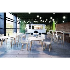 EOL | Table Haute Rectangulaire Evasion 160 X 80 Cm |Plateaux Stratifié Blanc - Gris Blanc -Table haute et bar Soldes 15694868 2