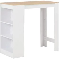 HELLOSHOP26 Table Haute Mange Debout Bar Bistrot Avec étagère Blanc 110 Cm - Blanc