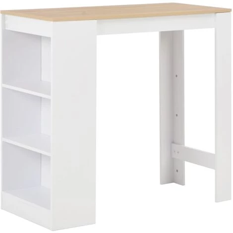 HELLOSHOP26 Table Haute Mange Debout Bar Bistrot Avec étagère Blanc 110 Cm - Blanc 3 HELLOSHOP26 Table Haute Mange Debout Bar Bistrot Avec étagère Blanc 110 Cm - Blanc