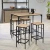 IDMARKET Table Haute De Bar DETROIT Et 4 Tabourets Design Industriel - Naturel -Table haute et bar Soldes 15779305 1