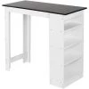 WYCTIN Hofuton Table De Bar 115*50*103CM Blanc + Noir -Table haute et bar Soldes 15812490 1