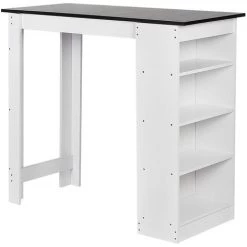 WYCTIN Hofuton Table De Bar 115*50*103CM Blanc + Noir -Table haute et bar Soldes 15812490 3
